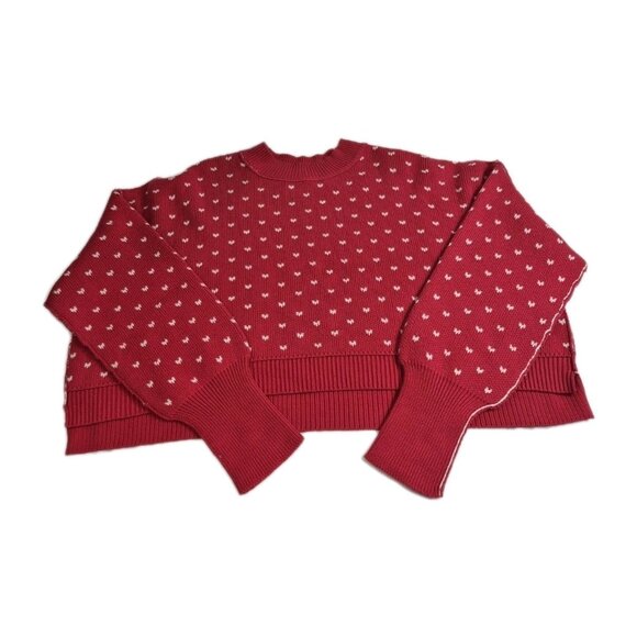 Free People Sweaters - Free People Cropped Sweater Women's Size M Red Easy Street Patterned Boxy (52)